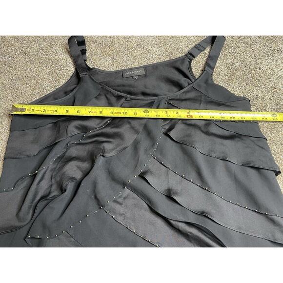 Lane Bryant Women TANK TOP Layered Ruffle Studded Black Shine Size 24 - Picture 7 of 8